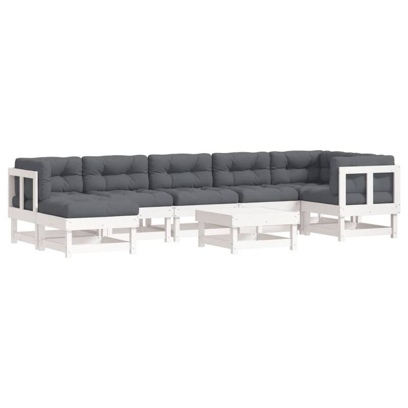 vidaXL 8 Piece Patio Lounge Set with Cushions Solid Wood - 24" x 23.8" x 24.4"
