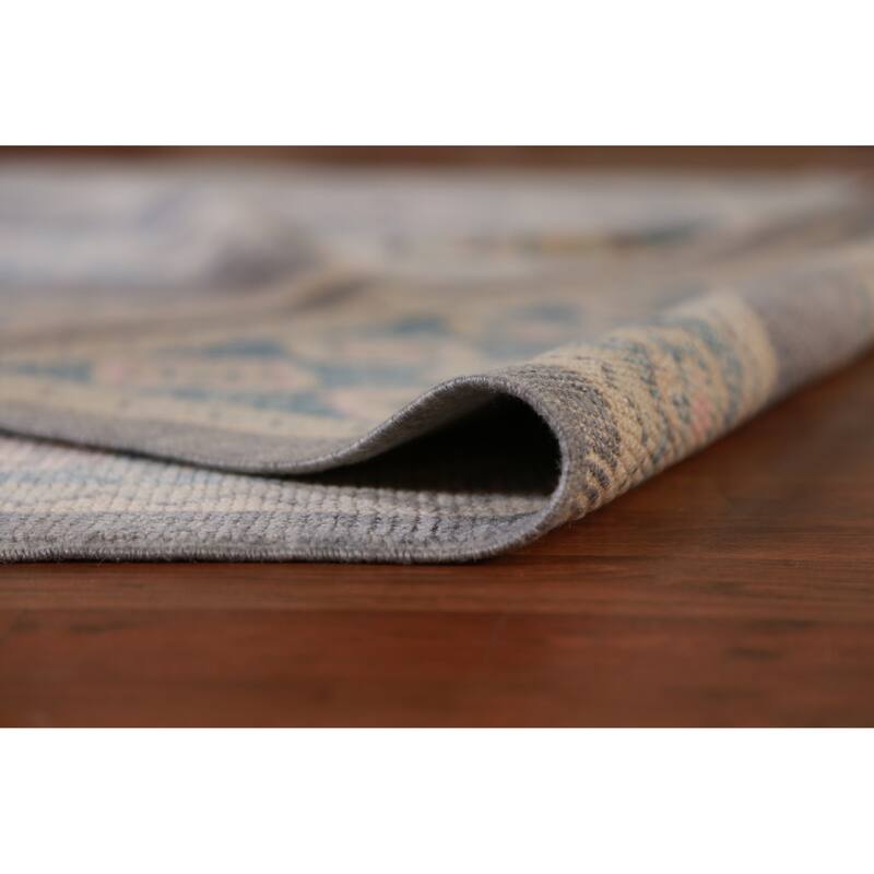 Hand Knotted Oriental 100% Wool Carpet Transitional Geometric Greys & Charcoal Oushak Area Rug - 11' 1'' X 8' 2''