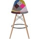 preview thumbnail 54 of 57, Counter Stool With Back Plastic Molded Wooden Eiffel Base For Kitchen Island Hotel Work High Chair Patchwork A
