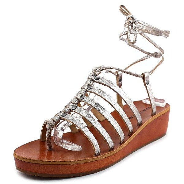 Lucky Brand Hulumi Women Open Toe Suede Gray Gladiator Sandal