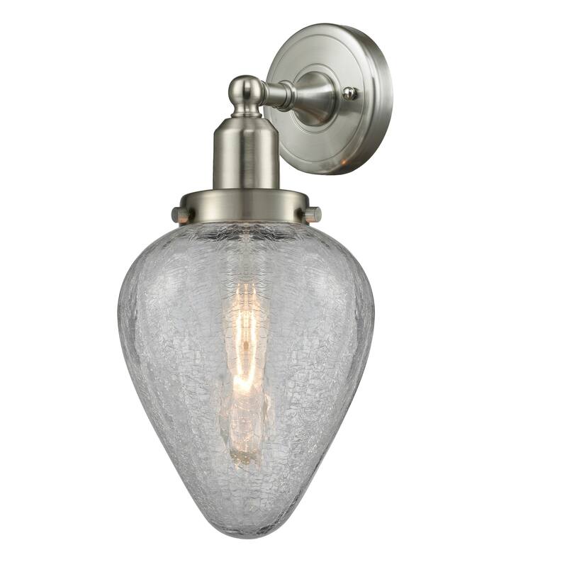 Innovations Lighting Acorn Single Light 16" Tall Bathroom Sconce - Brushed Satin Nickel / Clear Crackle