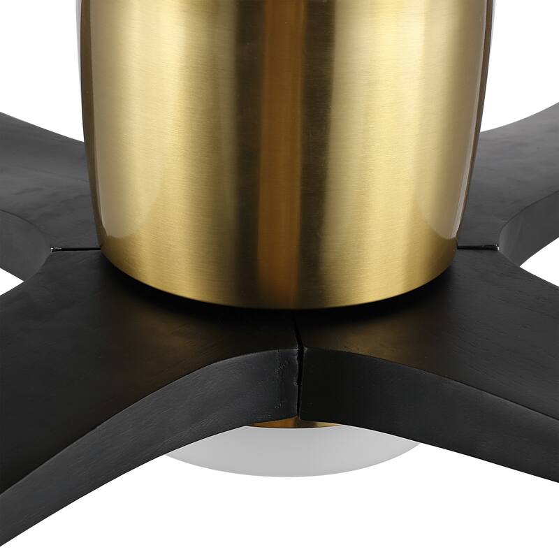 WINGBO 60" Flush Mount DC Ceiling Fan with Lights, 4 Reversible Blades, Hugger Low Profile Indoor Ceiling Fan