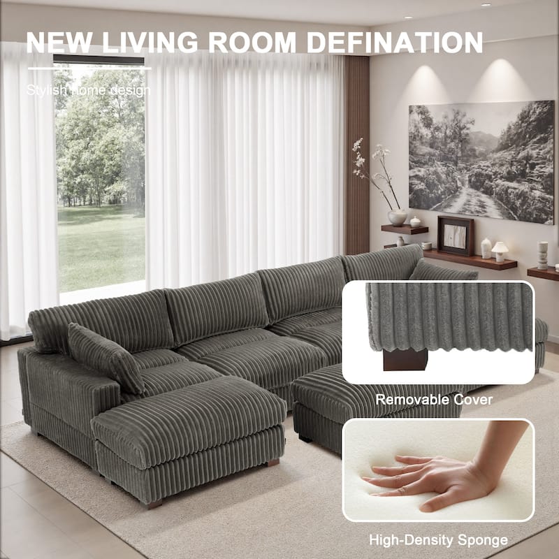 6-Piece 118.4"W Plush Oversized Modular Sectional Sofa Set