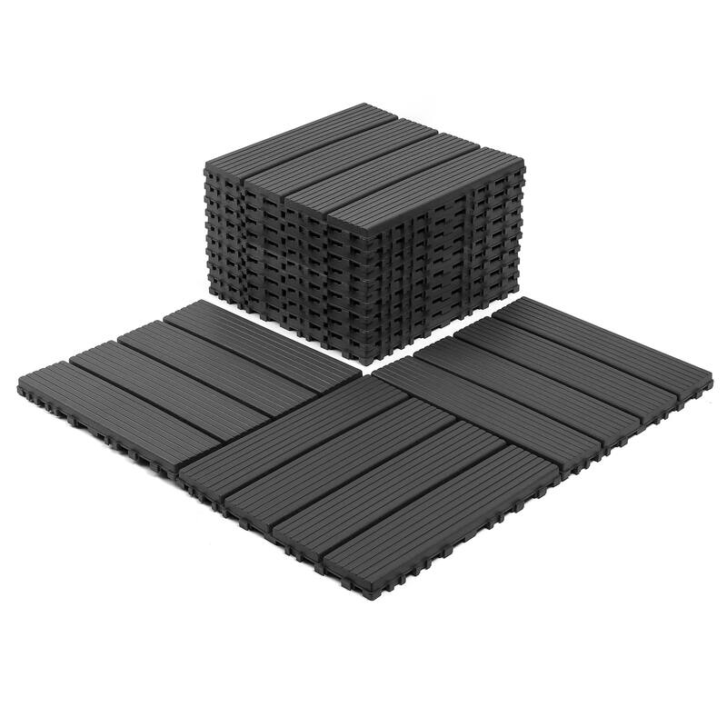 Plastic interlocking decking tiles, 44 packs of terrace decking tiles, 12 inches x 12 inches waterproof
