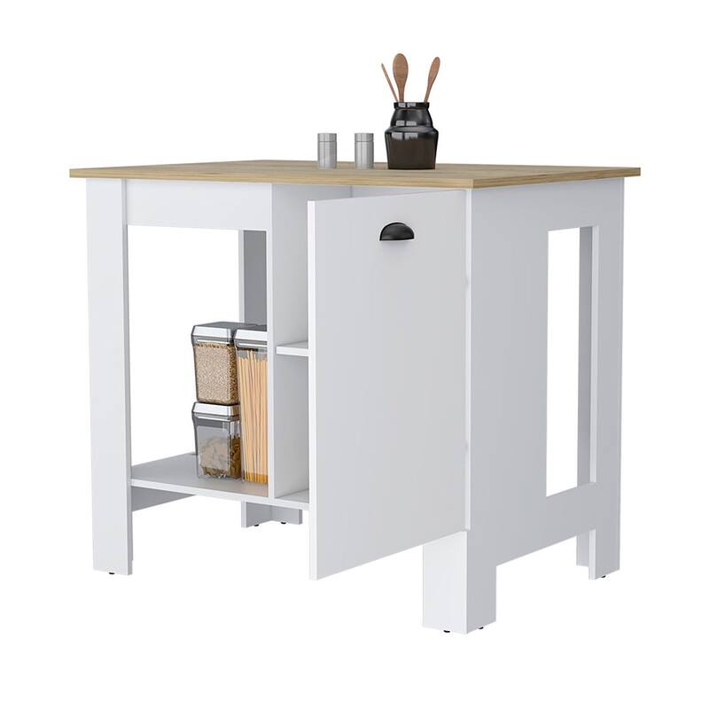 1-Door Kitchen Island with Open Shelf