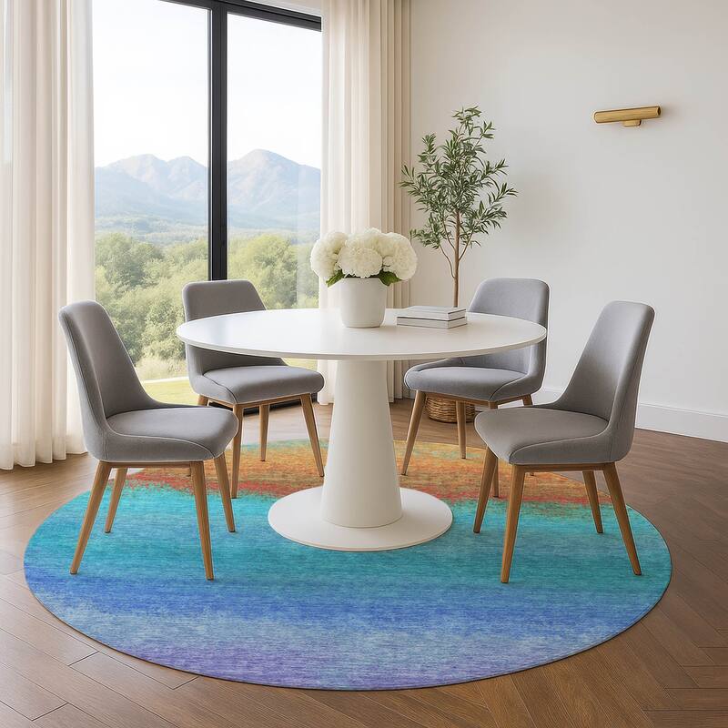 Premium Washable Super Soft Abstract Ombre Mayfield Rug - Aqua - 8' x 8'