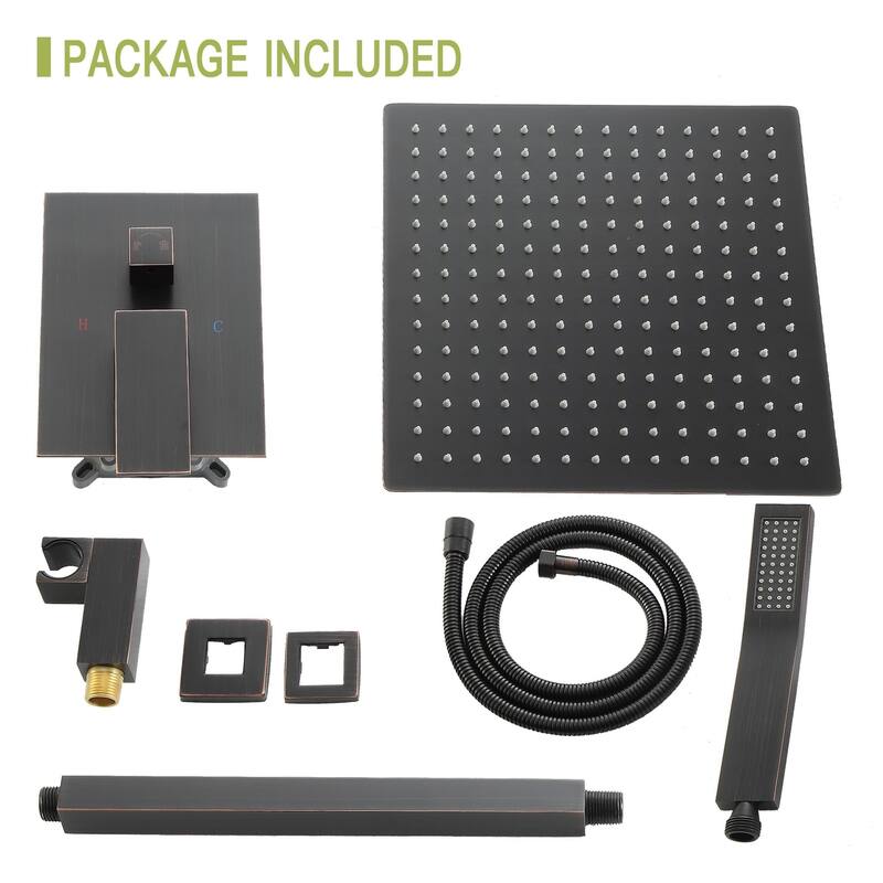 12" Ceiling-Mounted Square Shower and Handheld Showerhead Set