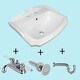 preview thumbnail 6 of 7, White Small Sink Wall Mount with 4" Center Set Faucet , Sink Drain With Overflow and P Trap