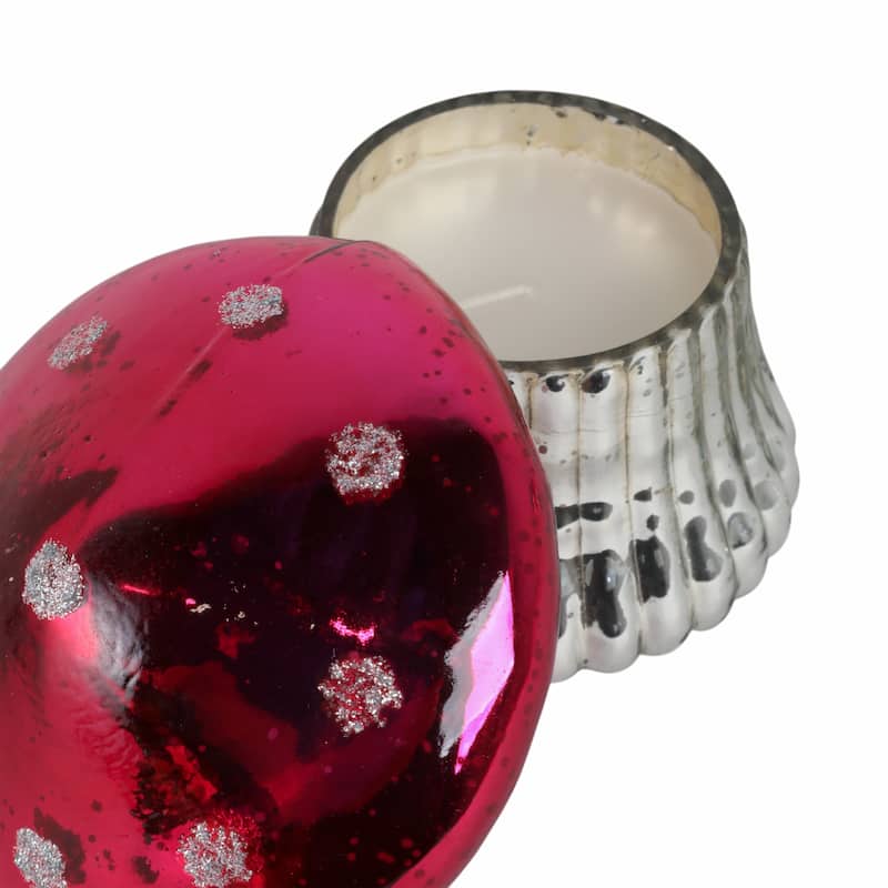 Glass Mushroom Candle Jar with Lid Boho Glam Wax Soy Accent Decor - 6" x 6" x 6"