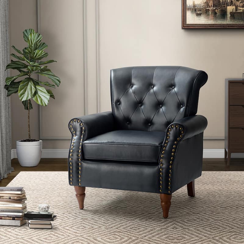Mycenae Upholstered Accent Armchair with Nailhead Trim