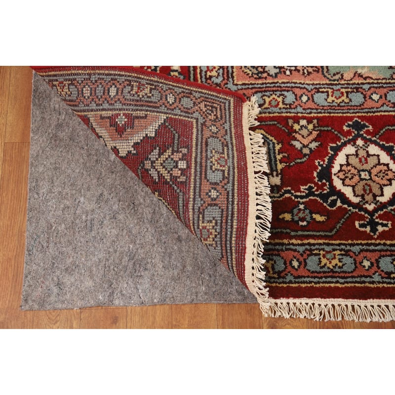 Hand Knotted Oriental 100% Wool Carpet Traditional Medallion Beige & Ivories Heriz (serapi) Area Rug - 12' 2'' X 8' 9''