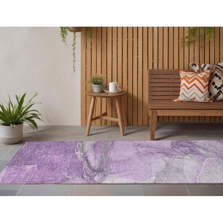 Gami Modern Art-Inspired Weather Resistant Blended Style Runner Outdoor Rug