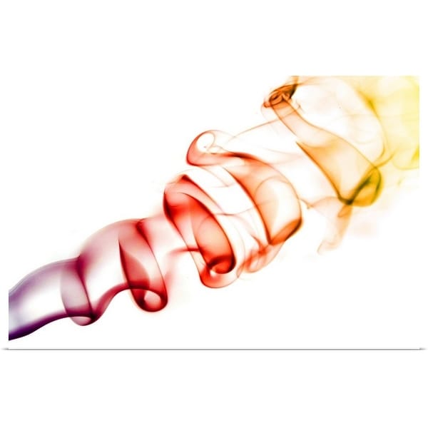 "Red/ Orange Coloured Smoke Curls Isolated on White" Poster Print