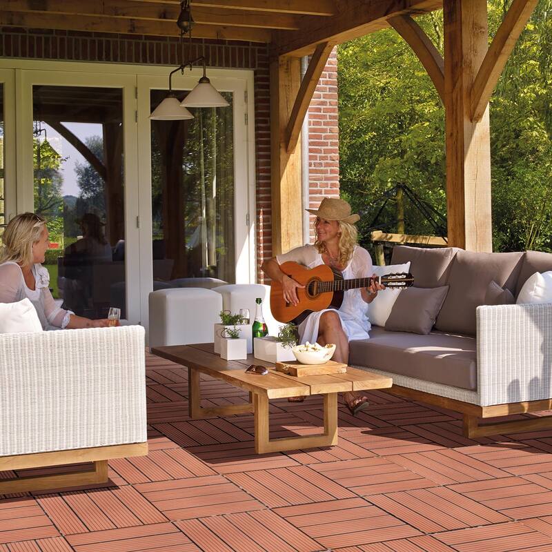 11.8" x 11.8" square wood-plastic composite deck tiles