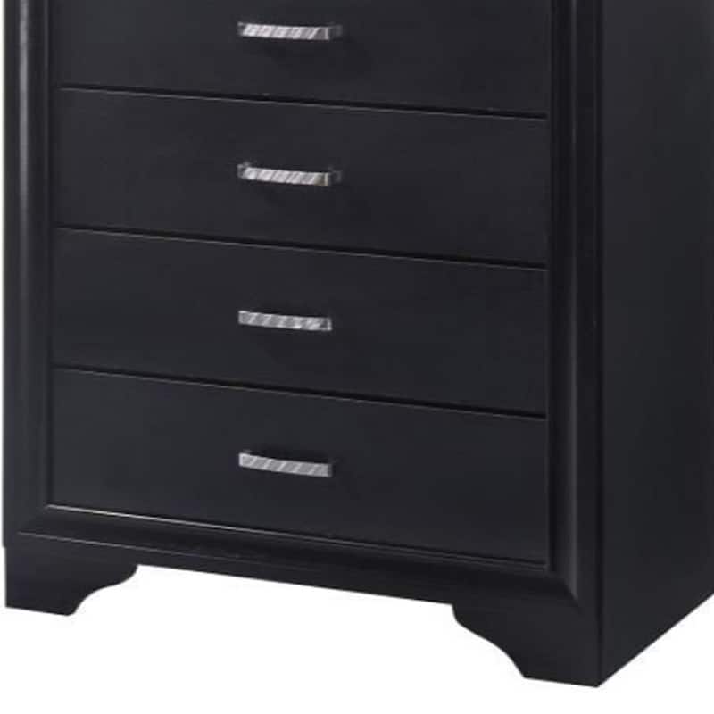 Wooden Drawer Chest with Hidden Jewelry Tray, Black