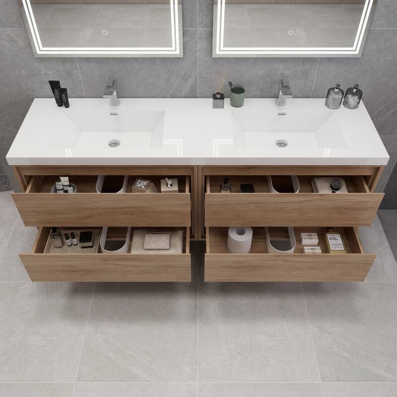 Morava 72" Wall-mounted Vanity with Double Sink