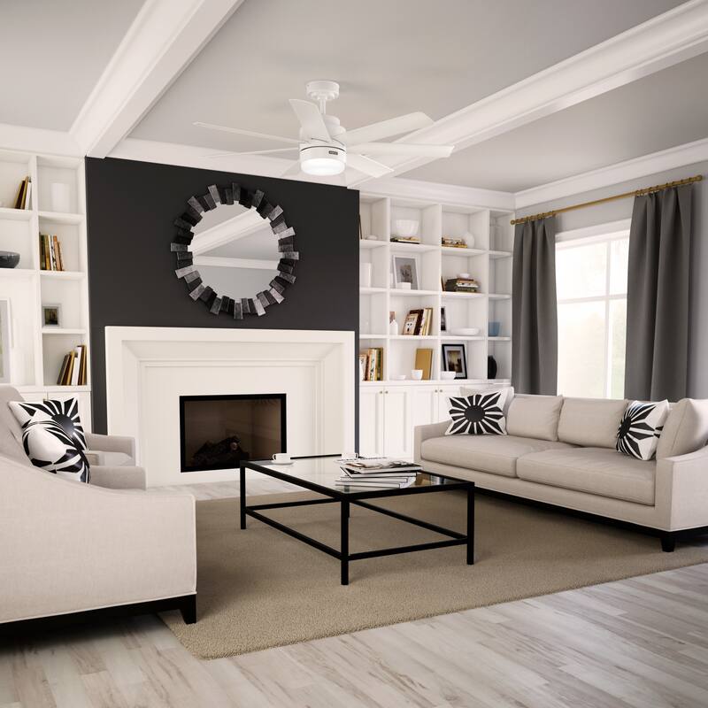 Hunter 52" Brazos Outdoor Ceiling Fan w/LED Light, Handheld Remote - Modern, Transitional, Windmill - Damp Rated - ENERGY STAR!