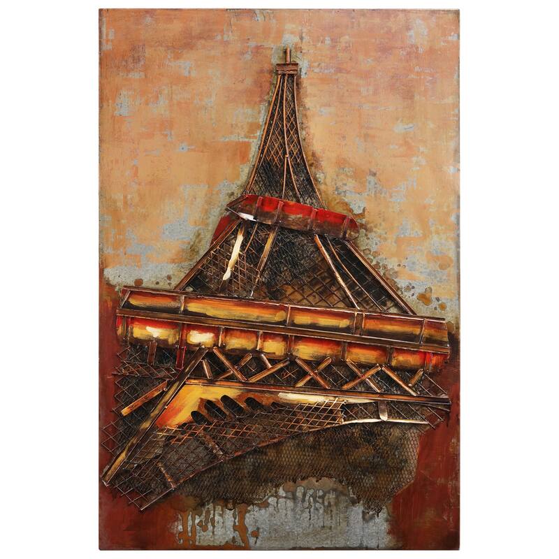 "Eiffel Tower I" Mixed Media Iron Hand Painted 3D Wall Decor