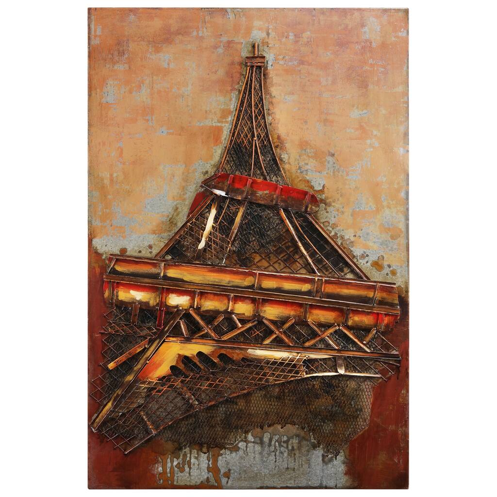 "Eiffel Tower I" Mixed Media Iron Hand Painted 3D Wall Decor