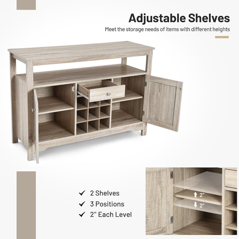 Kitchen Buffet Sideboard with Wine Rack Free Standing Storage Cabinet - See Details