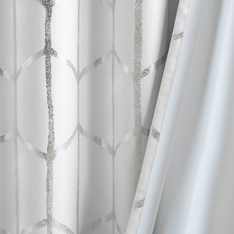 Total Blackout Metallic Print Grommet Top Curtain Panel