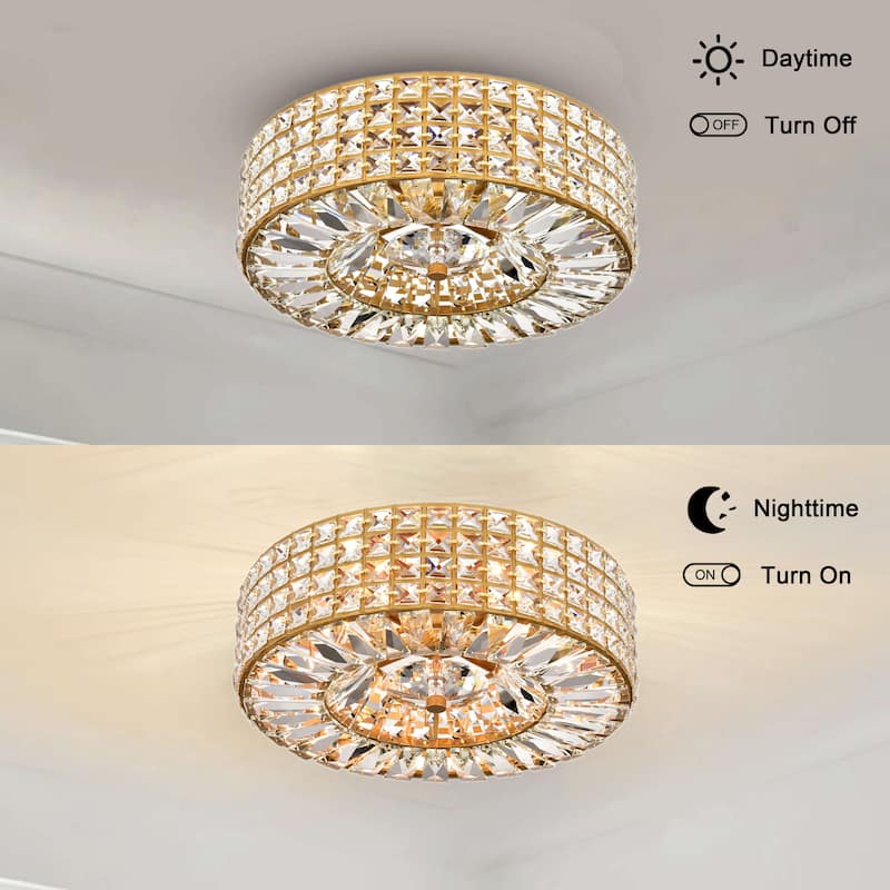 Jolie 4-light Crystal and Prism Round Flush Mount