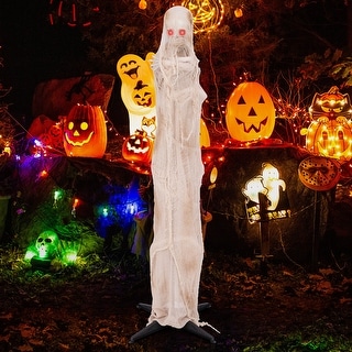 6FT Animated Standing Mummy with LED Eyes Scary Halloween Decoration for Indoor and Outdoor Use
