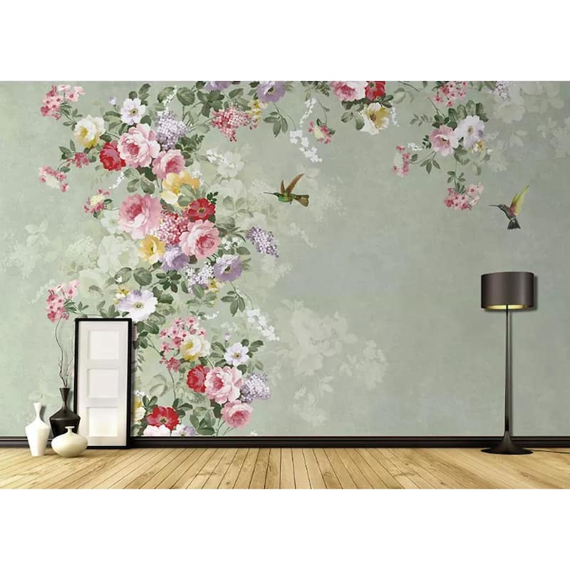 GK Wall Design American Floral Retro Flower Blossom Removable Wallpaper