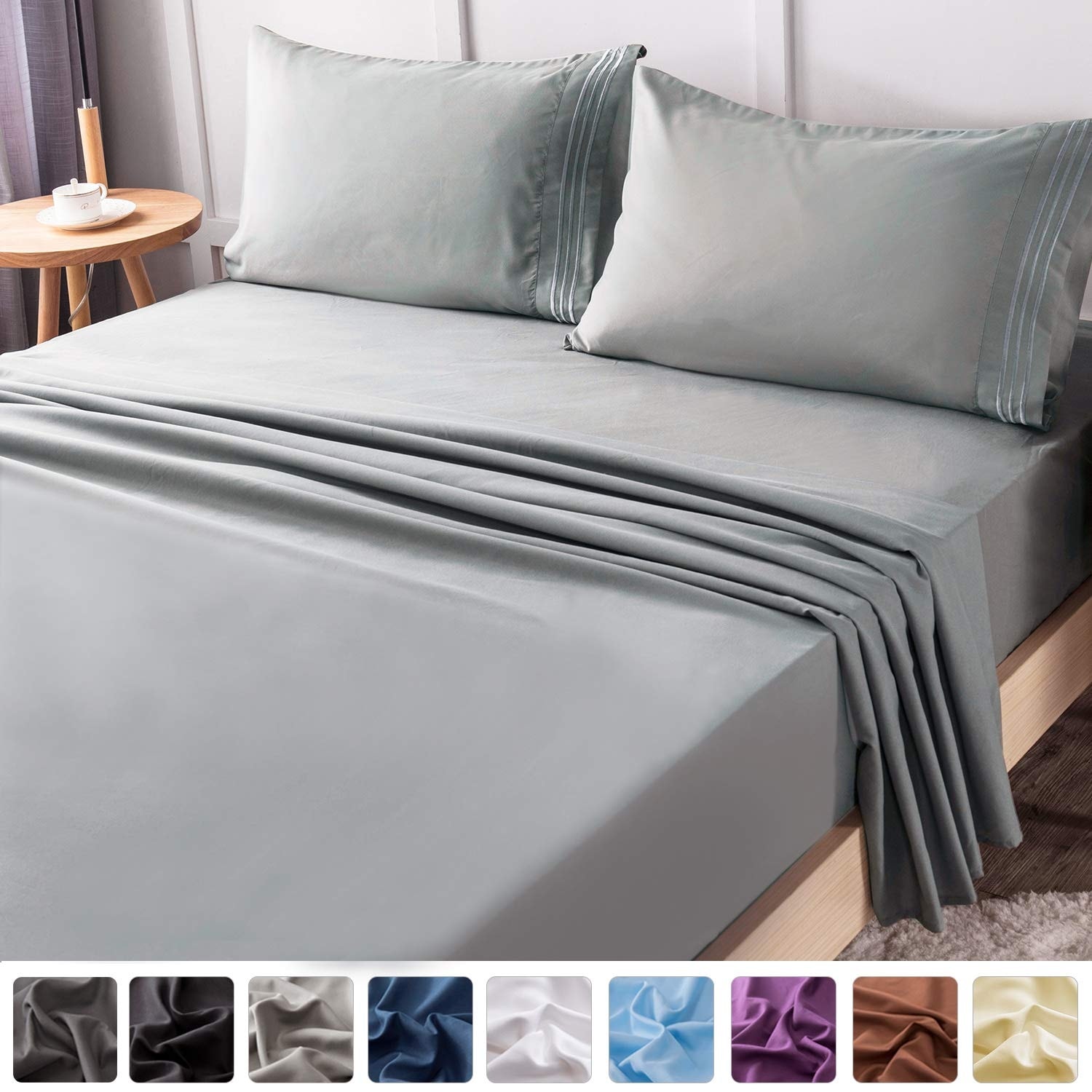 1800 Thread Count Sheet Set Soft Egyptian Quality Brushed Microfiber Sheets Lu