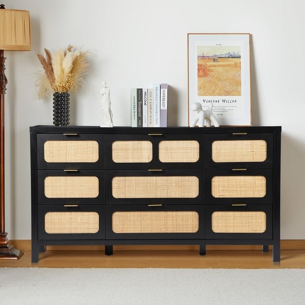 Wooden Rattan Woven 9-Drawer Storage Dresser/Chest of Drawers - Bed Bath &  Beyond - 40953120