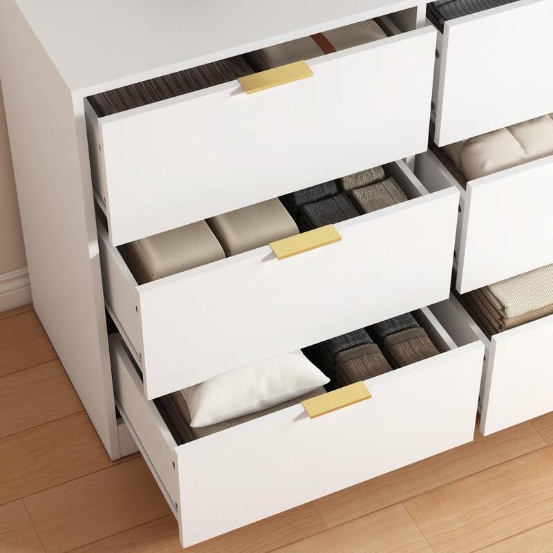 9-Drawer Modern Dresser with Handle-Free Design, Wood Storage Chest for Bedroom or Entryway