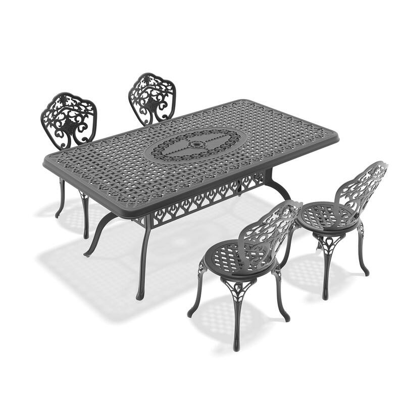 Traditions 5-Piece Patio Outdoor Dining Set with 4 Dining Chairs and Rectangular Dining Table, Rust Free