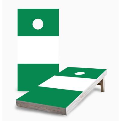 Nigerian Flag Corn Hole Board Set w Case & Lights