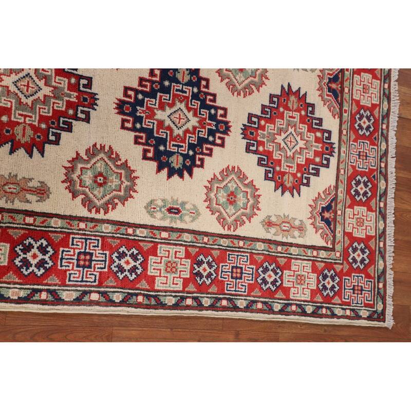 Ivory Kazak Foyer Rug Hand-Knotted Wool Carpet - 2'9" x 4'1"
