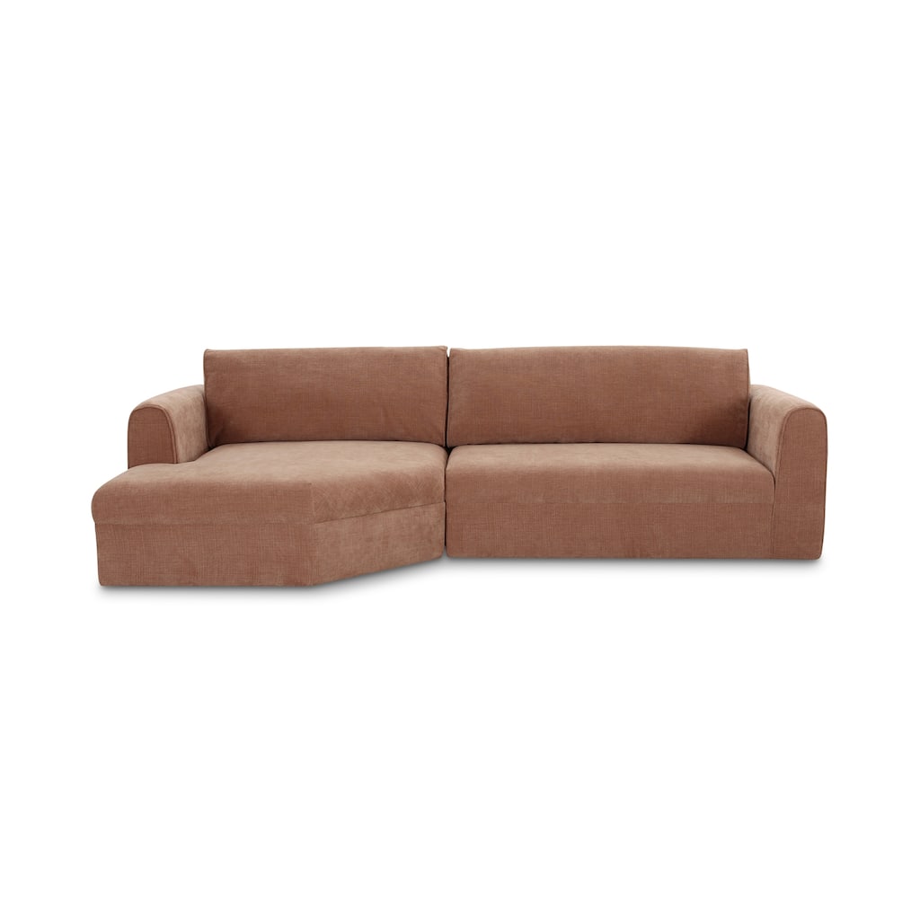 NADAAL STUDIOS Talorin Left-Facing Sectional Sofa, Wide Chaise Seating, Seats 4, Heritage Pink Chenille Fabric
