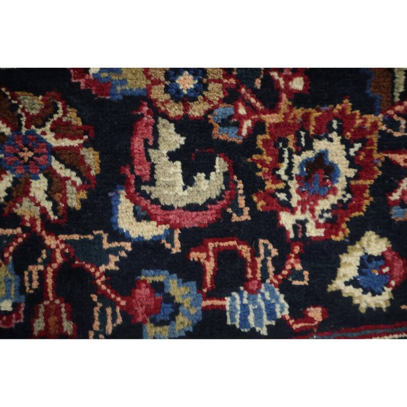 Hand Knotted Oriental 100% Wool Carpet Traditional Floral Red Mashad Area Rug - 12' 2'' X 9' 5''