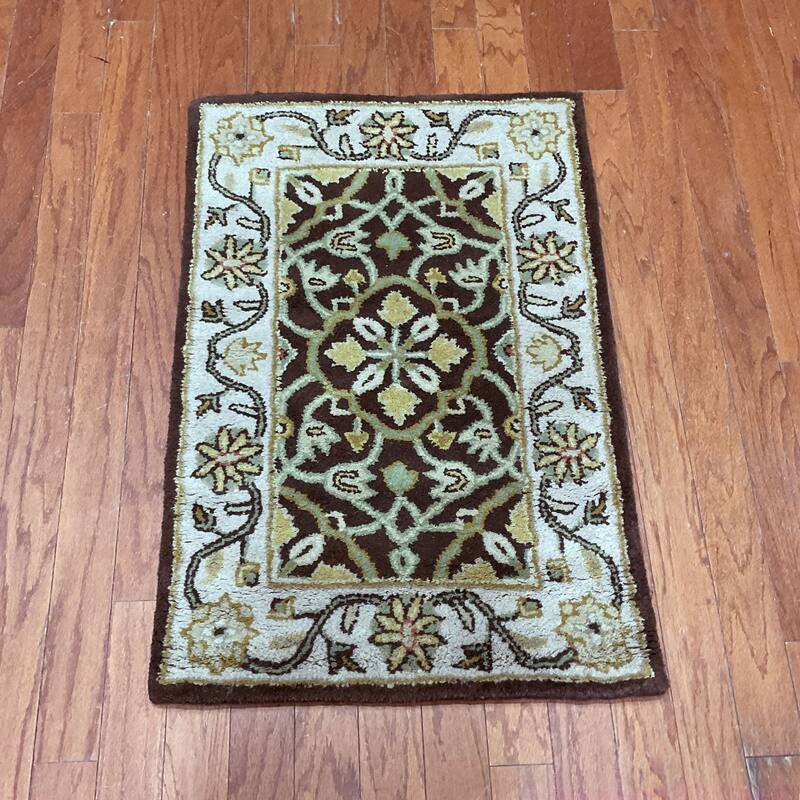HERAT ORIENTAL Handmade Wool Rug Collection - 2' x 3' - Brown/Gold