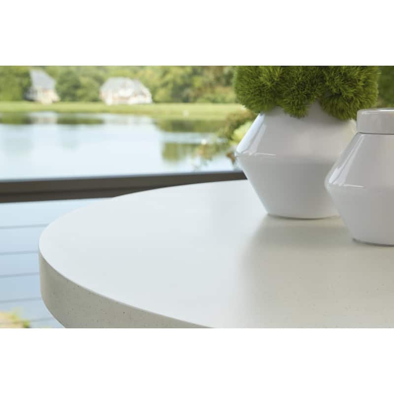 Signature Design by Ashley Seton Creek Beige/White Outdoor Bar Table - 40" W x 40" D x 42.25" H
