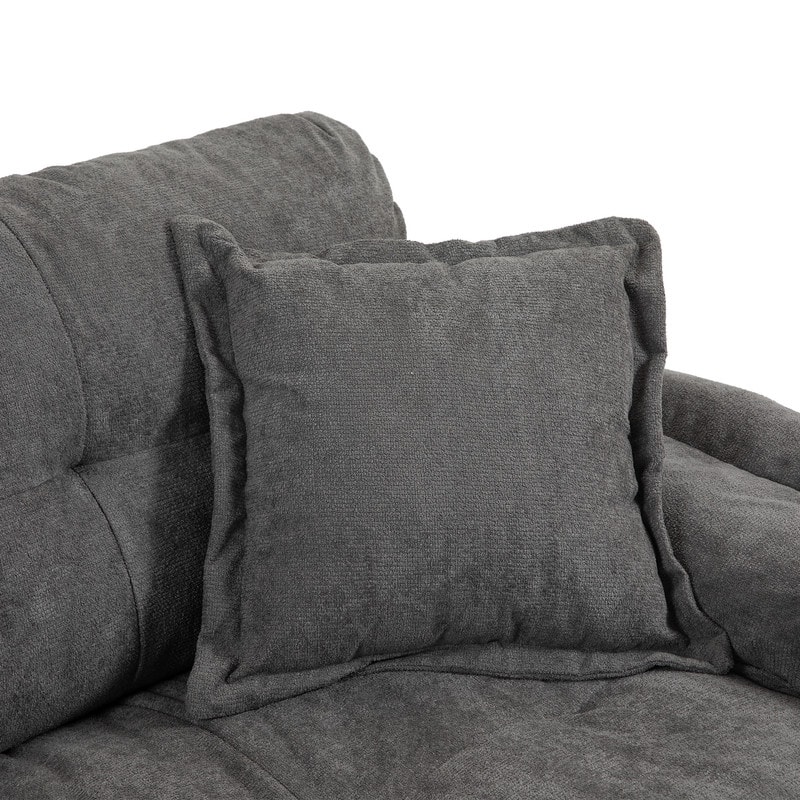 84" Chenille Loveseat Sofa with Memory Foam&Pocket Springs, Deep Seat Couch with 2 Throw Pillows