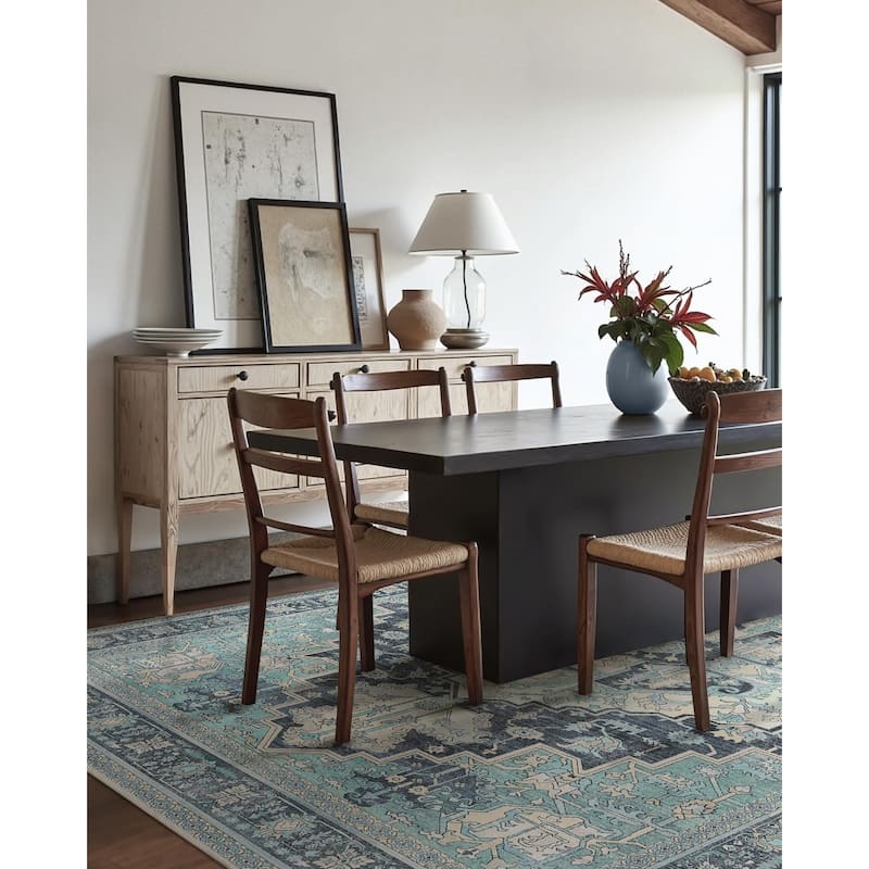 Mcow Vintage Medallion Low-Pile Machine-Washable Area Rug