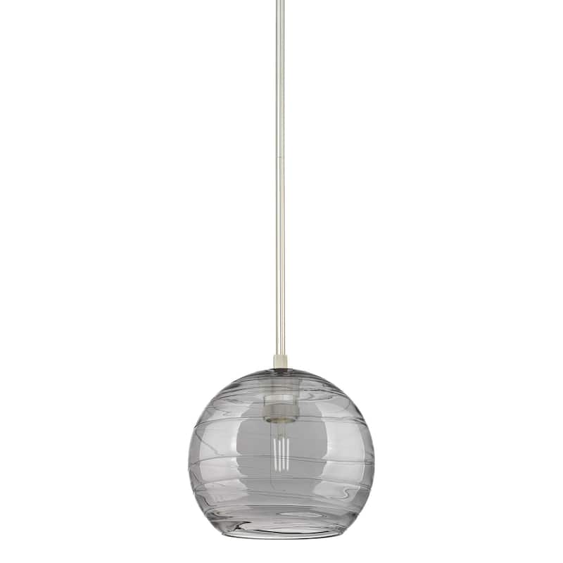 Innovations Lighting 434-1S-8-8 Crown Point Pendant Crown Point 8" - Polished Nickel / Light Smoke Deco Swirl