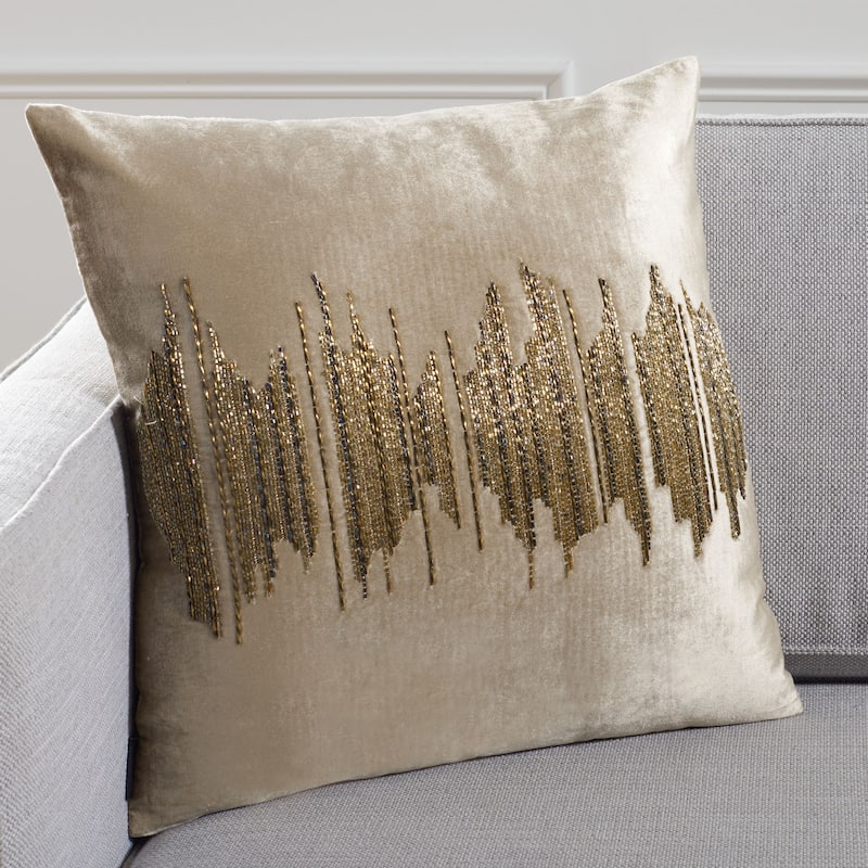 SAFAVIEH Ceciel Darling Boho Sequin Beige/ Gold 20-inch Decorative Pillow
