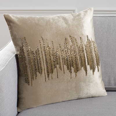 SAFAVIEH Ceciel Darling Boho Sequin Beige/ Gold 20-inch Decorative Pillow