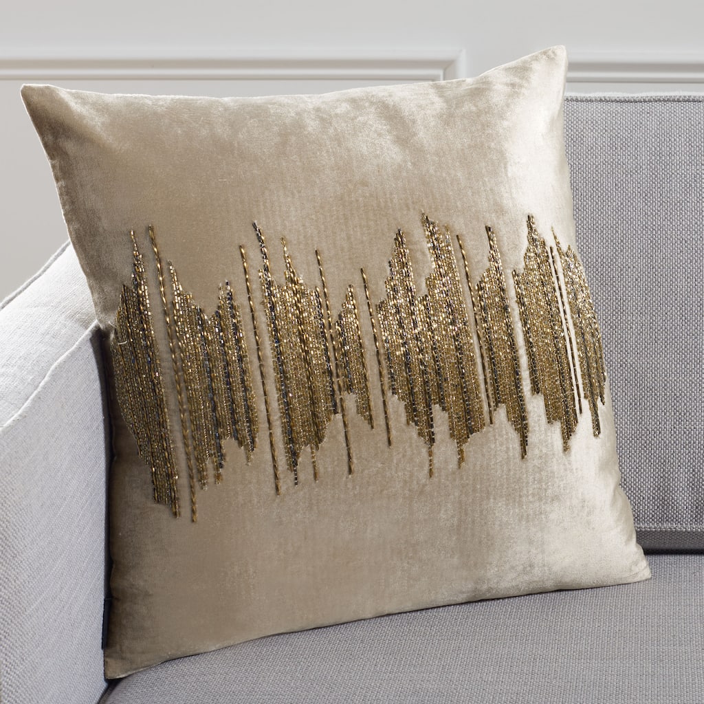 SAFAVIEH Ceciel Darling Boho Sequin Beige/ Gold 20-inch Decorative Pillow