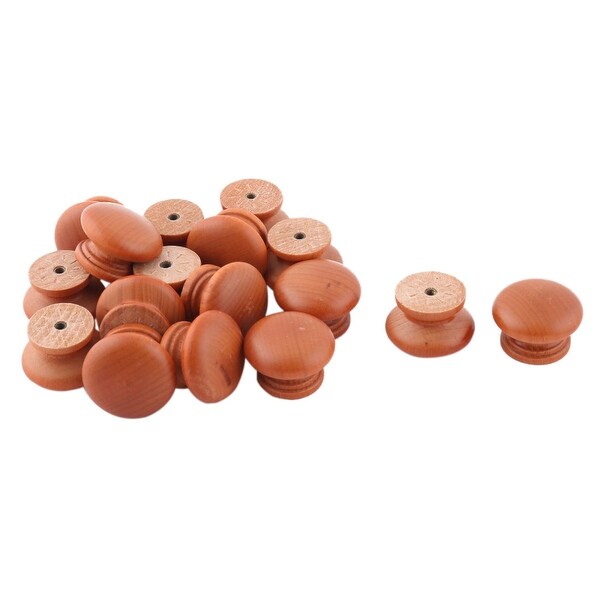 Bedroom Wood Round Door Dresser Cabinet Closet Handle Pull Knob Light Brown 17pcs