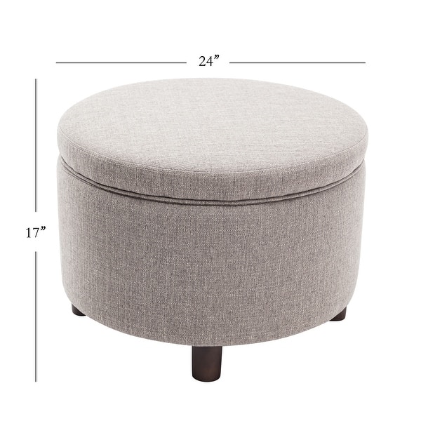 dimension image slide 6 of 7, WOVENBYRD Large Round Storage Ottoman, Lift Off Lid