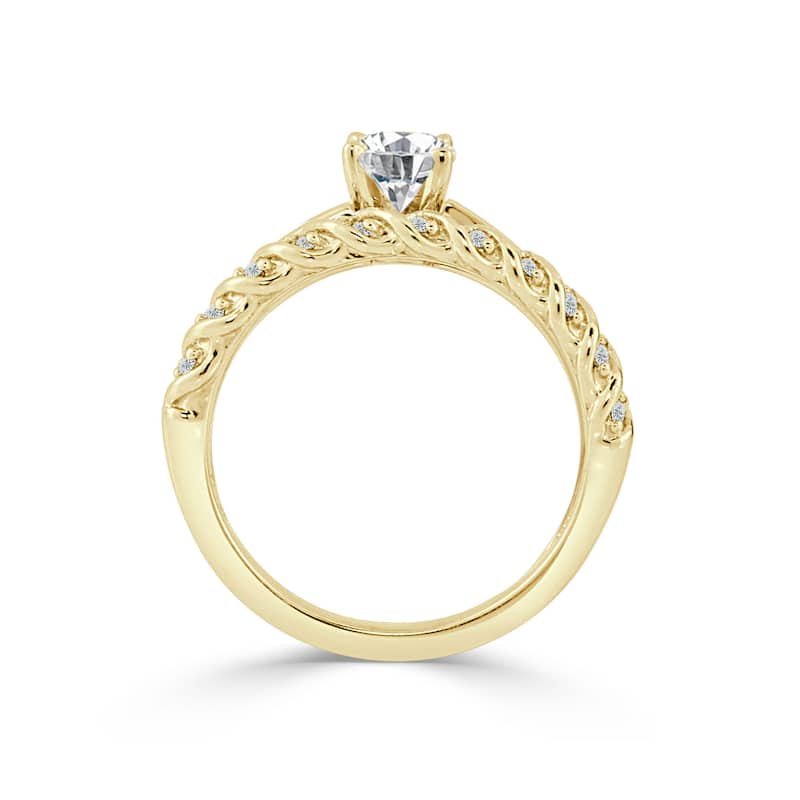 Auriya 14k Gold Classic 4ct Moissanite and Diamond Engagement Ring 1/3ctw