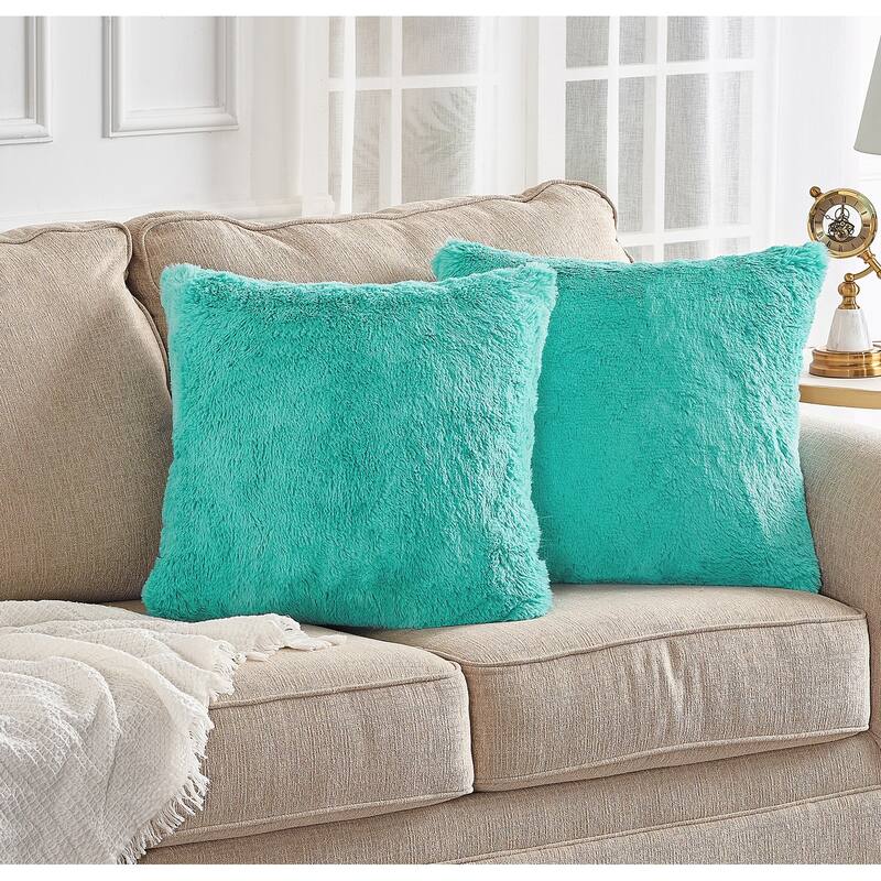 Serenta Heavy Fauxfur Pillow Shell 2 PC Set, 20''x20'' - 20''x20'' - Antigua Sand