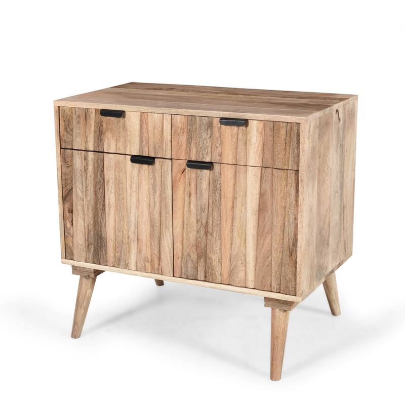 Solid Wood Buffet Sideboard with Storage, Farmhouse Storage Cabinet Coffee Bar with 2 Drawers, Kitchen Small Accent Cabinets