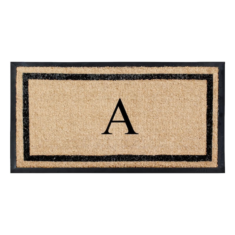A1HC Rubber and Coir Heavy Weight large Outdoor Durable Monogrammed Doormat 24"X48", Beige - A